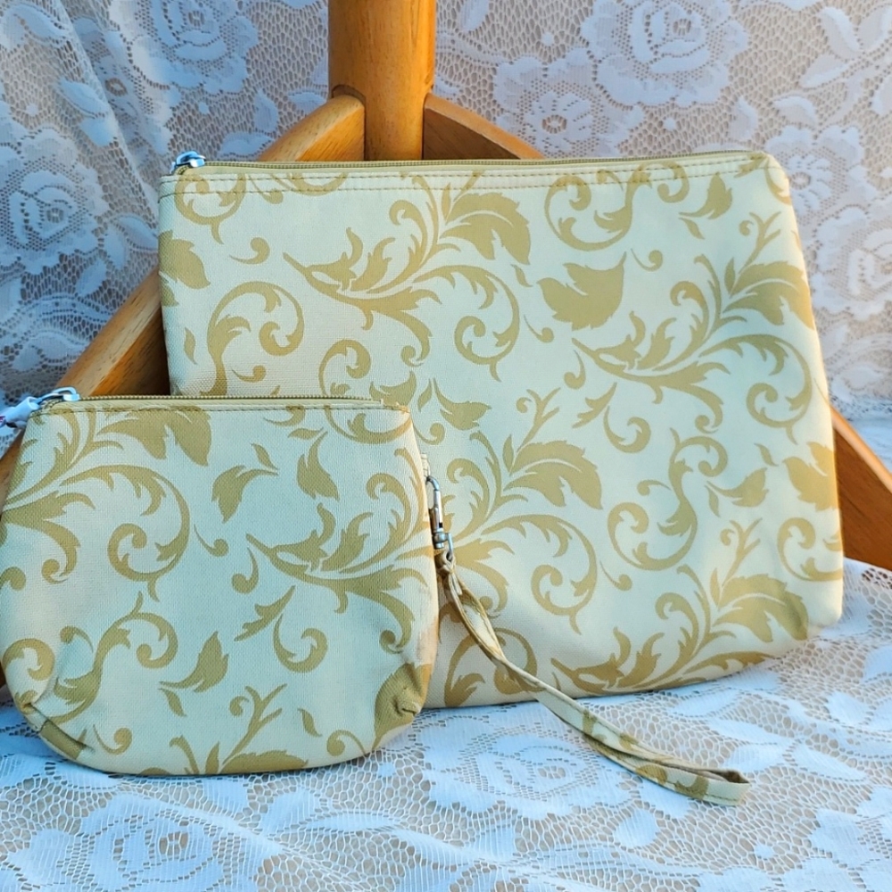 Makeup bags set of 2, New Celebrating Home Penelope Ann collection Golden Topaz